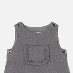 Robe-Jacadi Robe chasuble bébé fille en flanelle - POIVRE