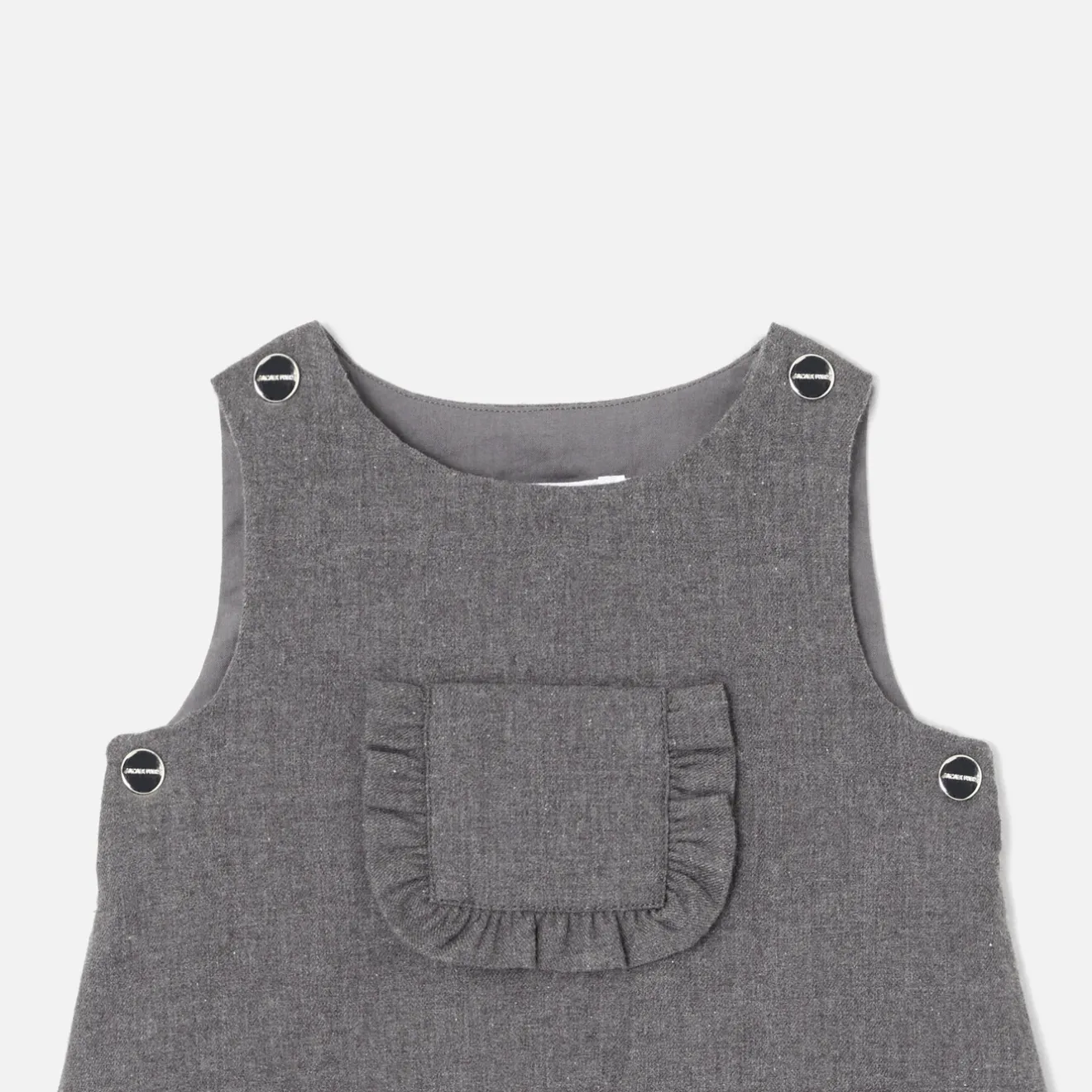 Robe-Jacadi Robe chasuble bébé fille en flanelle - POIVRE