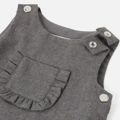 Robe-Jacadi Robe chasuble bébé fille en flanelle - POIVRE