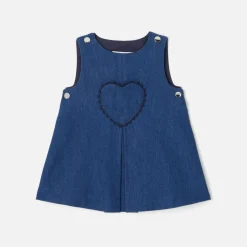 Robe-Jacadi Robe chasuble bébé fille en jean - DENIM FONCE