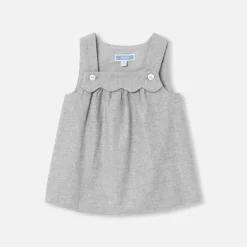 Robe-Jacadi Robe chasuble bébé fille en flanelle - gris chine clair GRIS CHINE CLAIR JACADI