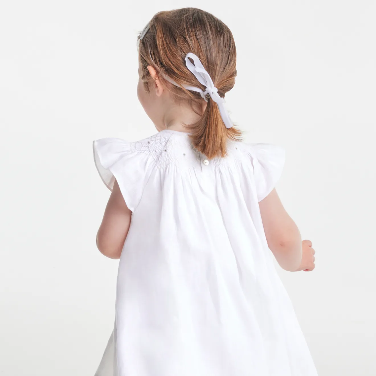 Robe-Jacadi Robe de cérémonie en lin bébé fille - blanc BLANC JACADI