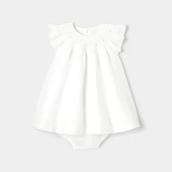 Robe-Jacadi Robe de cérémonie en lin bébé fille - blanc BLANC JACADI