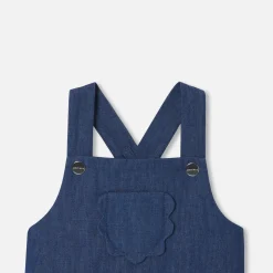 Combinaison, Barboteuse Et Ensemble-Jacadi Salopette bébé fille en jean souple - DENIM FONCE