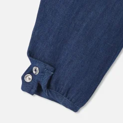 Combinaison, Barboteuse Et Ensemble-Jacadi Salopette bébé fille en jean souple - DENIM FONCE