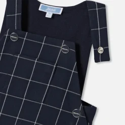 Combinaison, Barboteuse Et Ensemble-Jacadi Salopette bébé garçon à carreaux - MARINE/BLANC