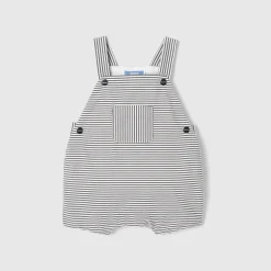 Combinaison, Barboteuse Et Ensemble-Jacadi Salopette bébé garçon en popeline rayée - GRIS/BLANC