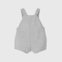 Combinaison, Barboteuse Et Ensemble-Jacadi Salopette bébé garçon en popeline rayée - GRIS/BLANC