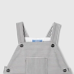 Combinaison, Barboteuse Et Ensemble-Jacadi Salopette bébé garçon en popeline rayée - GRIS/BLANC