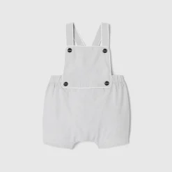 Combinaison, Barboteuse Et Ensemble-Jacadi Salopette courte bébé garçon en fil à fil - BLANC/GRIS