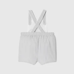 Combinaison, Barboteuse Et Ensemble-Jacadi Salopette courte bébé garçon en fil à fil - BLANC/GRIS