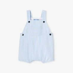 Combinaison, Barboteuse Et Ensemble-Jacadi Salopette courte bébé garçon en popeline - BLEU/BLANC