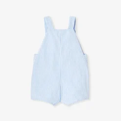 Combinaison, Barboteuse Et Ensemble-Jacadi Salopette courte bébé garçon en popeline - BLEU/BLANC