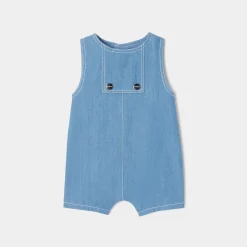 Combinaison, Barboteuse Et Ensemble-Jacadi Salopette short bébé garçon en jean - DENIM FONCE