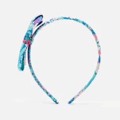 Accessoires-Jacadi Serre-tête enfant fille en tissu Liberty - ROSE/VERT