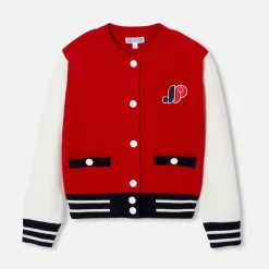 Pull, Sweat Et Cardigan-Jacadi Teddy enfant fille en tricot - lore ROUGE/MULTICO