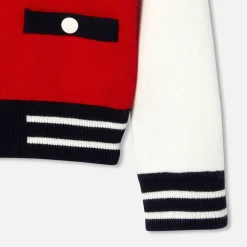 Pull, Sweat Et Cardigan-Jacadi Teddy enfant fille en tricot - lore ROUGE/MULTICO