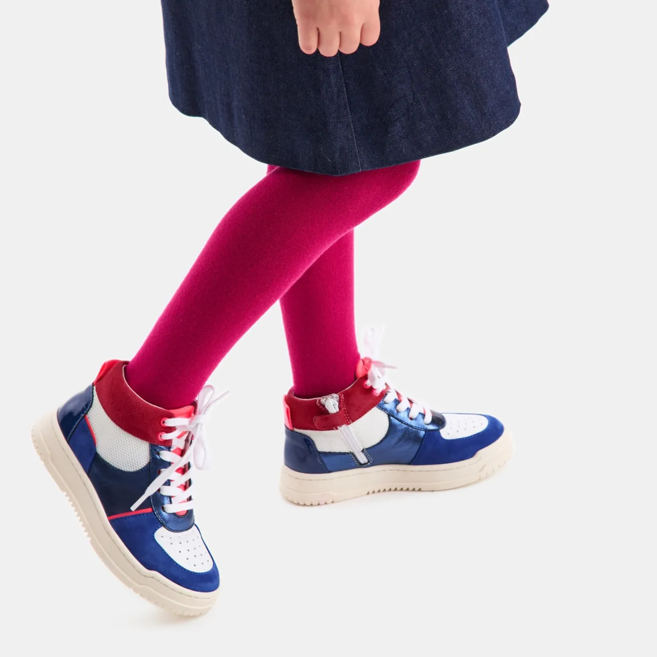 Baskets Et Tennis|Chaussures-Jacadi Tennis montantes enfant fille - MARINE/BLANC