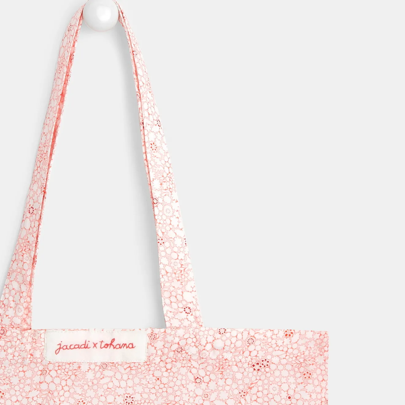 Accessoires-Jacadi Tote bag en tissu Liberty - x Tohana - ROSE/BLANC