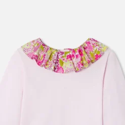 T-Shirt Et Polo-Jacadi T-shirt bébé fille col Tissu Liberty - rose poudre ROSE POUDRE JACADI