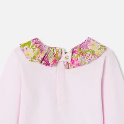 T-Shirt Et Polo-Jacadi T-shirt bébé fille col Tissu Liberty - rose poudre ROSE POUDRE JACADI