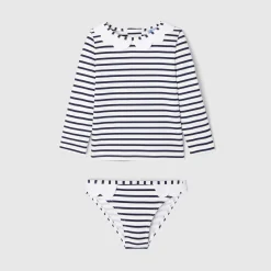Maillot De Bain|Accessoires-Jacadi T-shirt de protection UV UPF 40+ et culotte de bain bébé fille - MARINE/BLANC
