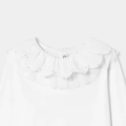 T-Shirt, Polo Et Sous-Pull-Jacadi T-shirt enfant fille à collerette BLANC JACADI