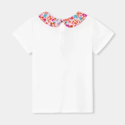 T-Shirt, Polo Et Sous-Pull-Jacadi T-shirt enfant fille col tissu Liberty - blanc BLANC JACADI