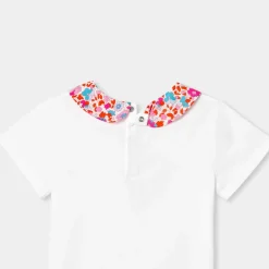 T-Shirt, Polo Et Sous-Pull-Jacadi T-shirt enfant fille col tissu Liberty - blanc BLANC JACADI