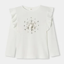 T-Shirt, Polo Et Sous-Pull-Jacadi T-shirt enfant fille manches longues - blanc doux BLANC DOUX JACADI