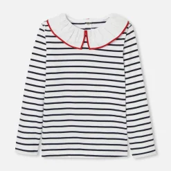 T-Shirt, Polo Et Sous-Pull-Jacadi T-shirt rayé enfant fille - BLANC/MARINE